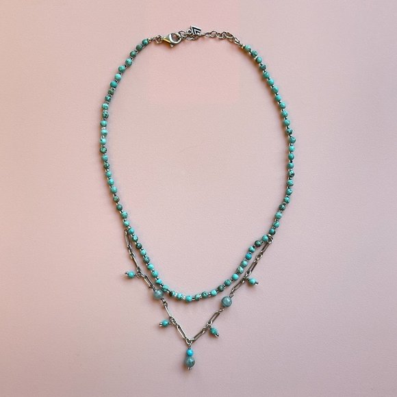 Silpada Necklace Silver Turquoise Howlite Kyanite 2 Double Strand N1675 - Picture 1 of 4